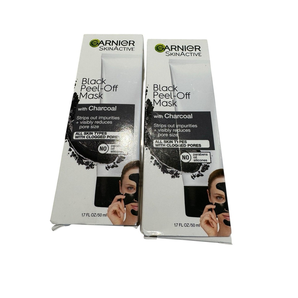 2 Garnier SkinActive Black‎ Peel-Off Facial Mask W/ Charcoal-1.7oz New In Box